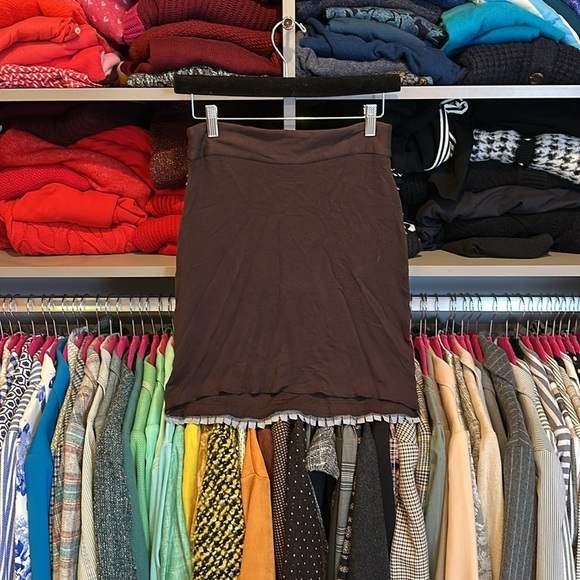 Casting brown front faux leather knit back skirt size XS - Picture 4 of 4